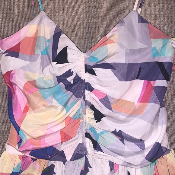 Parker 100% silk multicolor geo print party dress - Picture 3 of 8